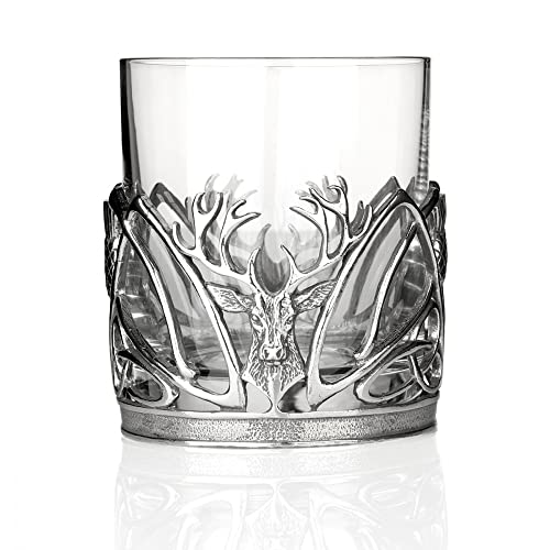 Eburya Stag & Thistle Tumbler - Whiskyglas - schottischer Hirsch & Distel aus Zinn von Eburya