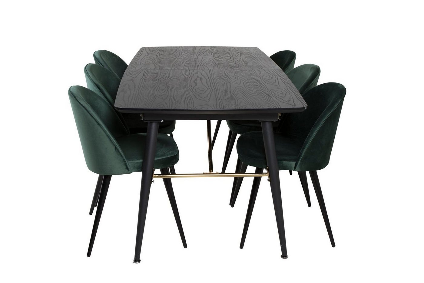 ebuy24 Essgruppe Gold Essgruppe Esstisch Ausziehbarer Tisch Länge c, (7-tlg) von Ebuy24