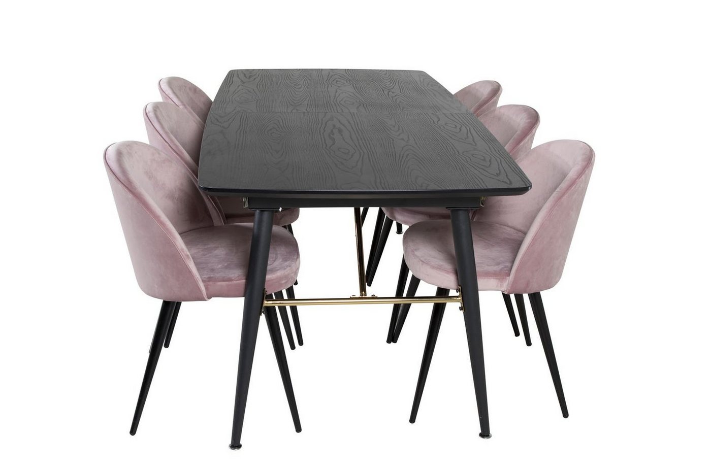 ebuy24 Essgruppe Gold Essgruppe Esstisch Ausziehbarer Tisch Länge c, (7-tlg) von Ebuy24