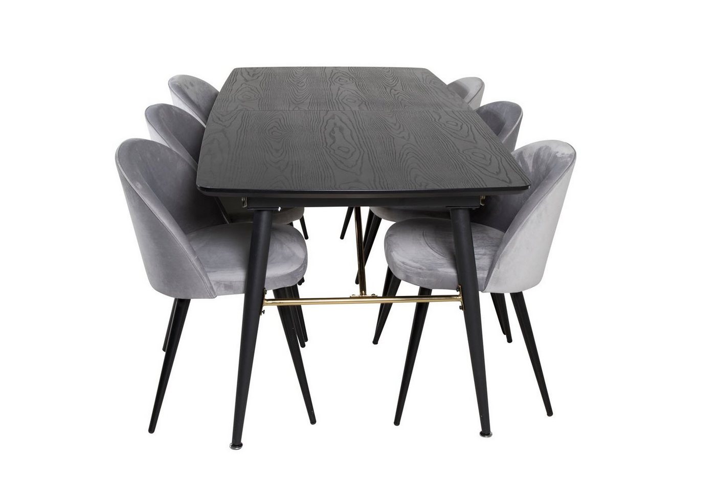 ebuy24 Essgruppe Gold Essgruppe Esstisch Ausziehbarer Tisch Länge c, (7-tlg) von Ebuy24