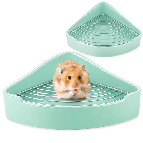 Eccliy Keramik-Ecktoilette für kleine Haustiere, kippsicher, kaufest, dreieckig, Töpfchentrainer, Haustierpfanne für Hamster, Meerschweinchen, Zuckergleiter, Igel, Hamster, Chinchilla, Frettchen (Cyan von Eccliy