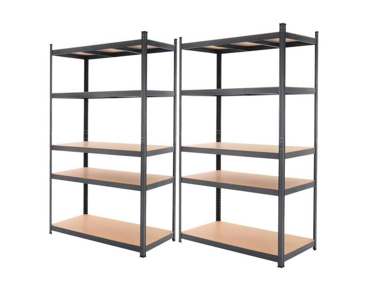 ECD Germany Schwerlastregal Keller Regal Steckregal Lagerregal für Werkstatt & Garage Lastenregal, 2-tlg., Regalsystem bis 875kg Werkstattregal Metall / MDF Anthrazit von Ecd Germany