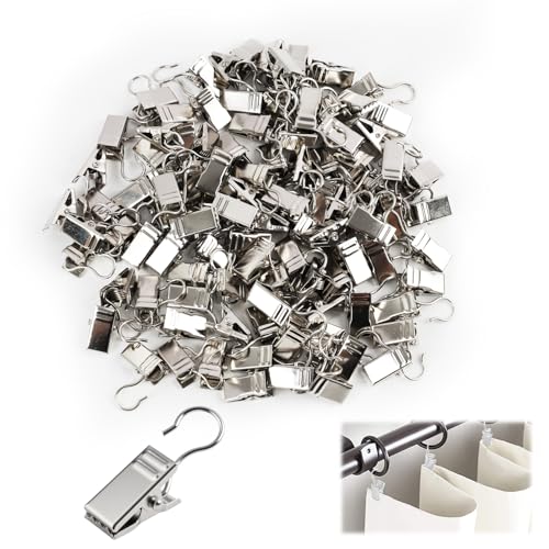 100 Stainless Steel Curtain Clips, Multifunktionale Vorhanghaken, Strapazierfähige Metallclips Für Vorhänge, Für Wohnräume, Badezimmer Und Büros, Winddichte Vorhang Clips Vorhang Haken von EceoThsy