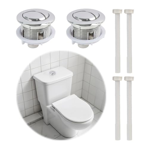 2 Doppelspültasten für 38 mm, Chrom, robustes ABS und Edelstahlfeder, kompatibel mit den meisten Spülkasten, einfache Installation, wassersparend, Badezimmerzubehör, praktische Sicherheit von EceoThsy