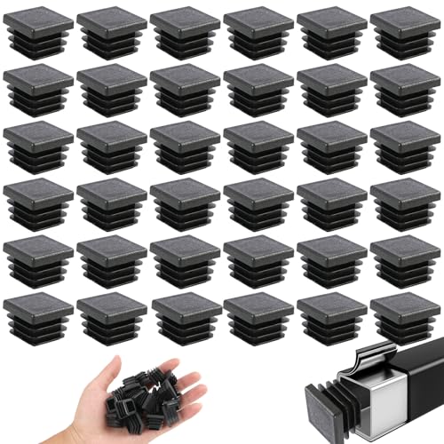 36 Stück Quadratische Stuhlkappen 20x19mm - rutschfeste Möbelgleiter Aus PE-Kunststoff - Schutzfüße Für Tisch- & Stuhlbeine - Boden- & Möbelschutz Für Holz, Fliesen, Laminat (Schwarz, Innen/Außen) von EceoThsy