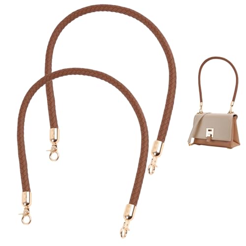 2 Stück Taschengriff Henkel, PU Ersatz Taschenriemen, Ersatz Taschenriemen Geflochten mit Metallhaken, DIY Schulterriemen für und Umhängetaschen, Vielseitig Einsetzbar, Braun, 60cm von EceoThsy