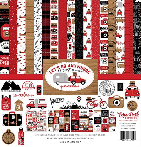 Echo Park Paper 647990 12"X12" Echo Park 30,5 x 30,5 cm, Papier, Let's Go Anywhere Collection Kit, 12-x-12-Inch von Echo Park Paper