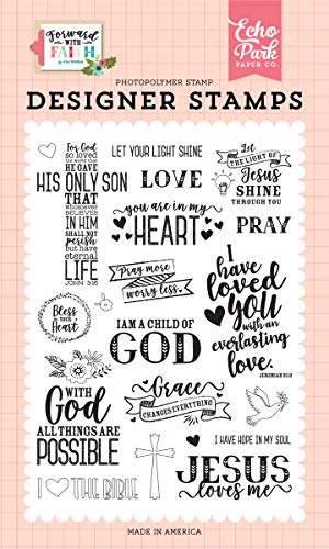 Echo Park Paper Company FWF183043 Jesus Loves Me Stamp Set Stempel, Pink, Grün, Blaugrün, Schwarz, Hellbraun von Echo Park Paper