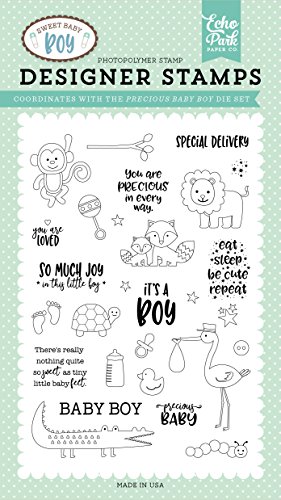 Echo Park Paper Company Stamp Precious Baby Boy Stempel, Papier, Acryl, weiß, 4-x-6-Inch von Echo Park Paper