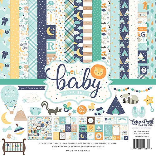 ECHO PARK PAPER COMPANY BB172016 Hello Baby B Halsband, 30,5 x 30,5 cm, Marineblau, Gelb, Blaugrün, Orange, Orange, Einheitsgröße von Echo Park Paper
