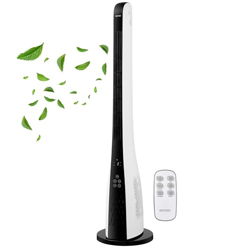 Echos® Turmventilator energiesparender Standventilator sehr leise Säulenventilator mit Fernbedienung 3 Modi Ventilator mit Kühlung Oszillierend 15h Timer LED-Display Tower Fan Luftkühler von Echos