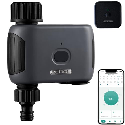 Echos Bewässerungscomputer mit WLAN und Gateway Alexa, Google Assistant WiFi Bewässerungssystem Garten Zeitschaltuhr Automatische Bewässerung Garten Bewässerungsuhr (1 Ausgang mit Gatway) von Echos