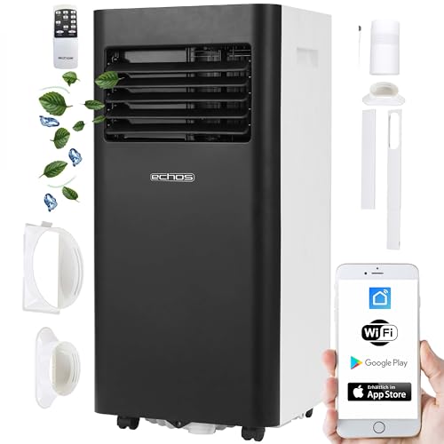 Echos Klimaanlage 3in1 WIFI mobil Fensterabdichtung mit Abluftschlauch 24h Timer Fernbedienung 9000 BTU 3 Modi Aircooler Klimagerät mobile Klimaanlage Air Cooler Klima Anlage Air Conditioner von Echos
