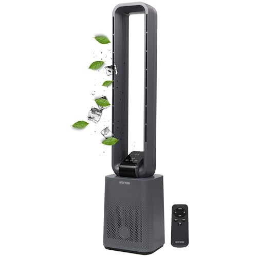 Echos Turmventilator sehr leise Ventilator leise DC Motor Fernbedienung Oszillierend LED-Display 3 Modi 12 Stufen Tower-Ventilator Säulenventilator Standventilator Luftkühler 15h Timer Tower Fan von Echos