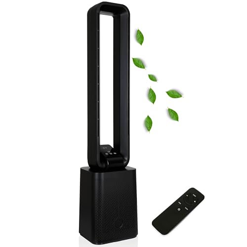 Turmventilator sehr leise Ventilator DC Motor Fernbedienung Oszillierend LED-Display 3 Modi 12 Stufen Tower-Ventilator Säulenventilator Standventilator Luftkühler 15h Timer Tower Fan (Black Venom) von Echos