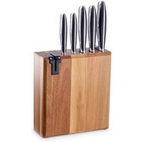 ECHTWERK Messerblock, 6 tlg., Küchenmesser-Set aus Akazienholz, Inkl. Integriertem Messerschärfer von ECHTWERK