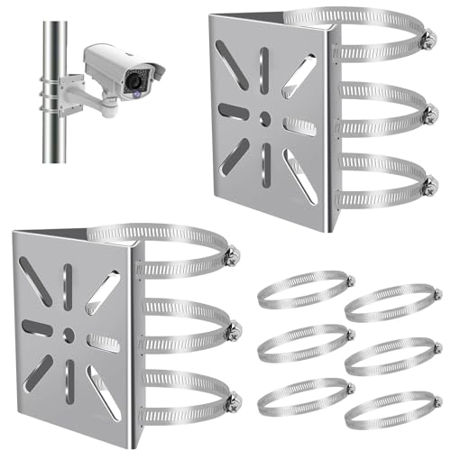 2 Stück Masthalterung für Überwachungskamera Vertikale Stangenhalterung mit 6 Verstellbaren Schlaufen, Befestigung Edelstahl Eckhalterung für Outdoor Universal Überwachungskamera und CCTV-Kameras 2 Stück Masthalterung für Überwachungskamera Vertikale Stangenhalterung mit 6 Verstellbaren Schlaufen, Befestigung Edelstahl Eckhalterung für Outdoor Universal Überwachungskamera und CCTV-Kameras von EcjoyHub