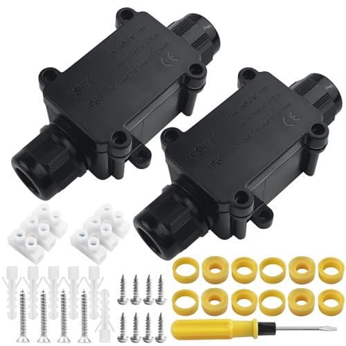 Eckerdromk 2 Pcs Abzweigdose Wasserdicht, Verteilerdose Außen, Abzweigdose IP68, 2 Wege Kabelverbinder Aussen, Verbindungsdose Erdkabel Elektrischer Außenverteilerdose für 5-15 mm Kabeldurchmesser Eckerdromk 2 Pcs Abzweigdose Wasserdicht, Verteilerdose Außen, Abzweigdose IP68, 2 Wege Kabelverbinder Aussen, Verbindungsdose Erdkabel Elektrischer Außenverteilerdose für 5-15 mm Kabeldurchmesser von Eckerdromk