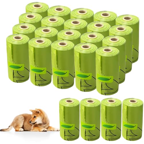 Eckerdromk Hundekotbeutel 24 Rollen 360 Tüten, Hundekotbeutel Biologisch Abbaubar, Kotbeutel für Hunde, Kompostierbare Kotbeutel Biologisch, Auslaufsicher,Extra Groß,Dick Stark (Grün) von Eckerdromk