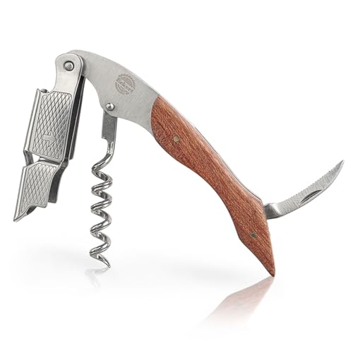 multifunktionales Kellnermesser, Sommeliermesser, Korkenzieher aus Edelstahl und Holz von Eckert