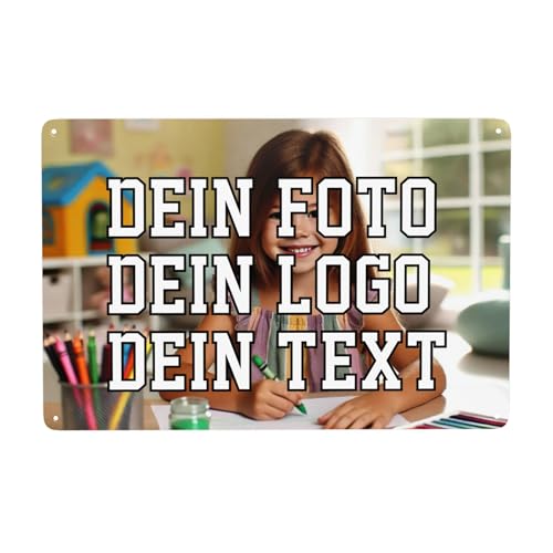 Personalisierbar mit eigenem Bild und Text Blech-Schild als Metall-Poster (Querformat 20x30cm) von Eclatixor
