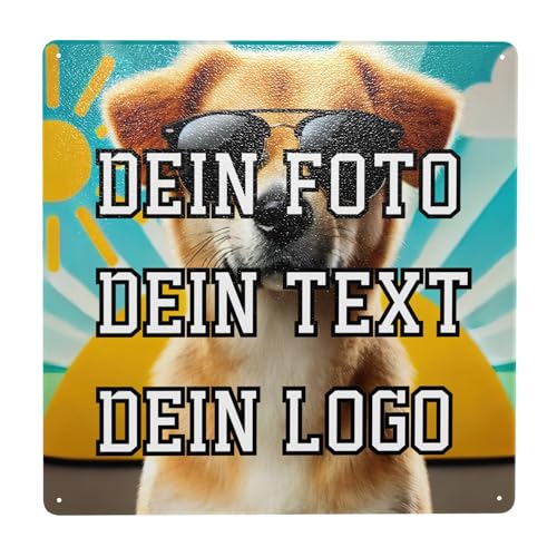 Eclatixor Personalisierbar mit eigenem Bild und Text Blech-Schild als Metall-Poster selbst gestalten Fotoblechschild Blech-Schild als Metall-Poster Wand-Türschilder Quadrat 30x30cm von Eclatixor