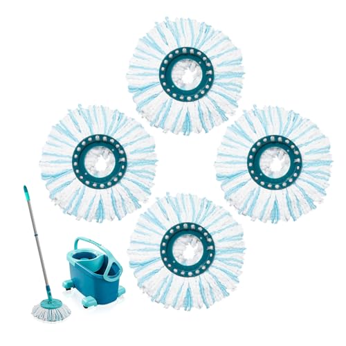 4 Stück Bodenwischer für Leifheit Clean Twist Disc Mop Ergo/Clean Twist Disc Mop, Wischmop Ersatzbezug mit 2-Faser-System für alle Bodenarten von Ecleanfy