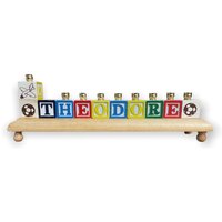 Personalisierte Name Holzblock Menorah, Custom Jejuda Spielzeug von EclecticJudaica