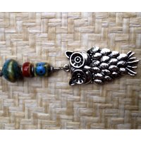 Perlen Keramik Eule Deckenventilator Ziehen Silber Blau-Rot-Braun von EclecticallyCrafted