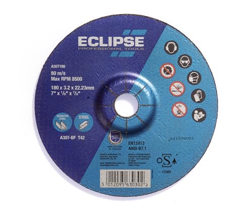 Eclipse Professional Tools A30T180 Trennscheiben – 180 x 3,2 x 22,23 mm – Packung mit 5 Stück Eclipse Professional Tools A30T180 Trennscheiben – 180 x 3,2 x 22,23 mm – Packung mit 5 Stück von ECLIPSE