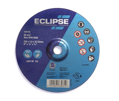 Eclipse Professional Tools A30T230 Trennscheiben – 230 x 3,2 x 22,23 mm – Packung mit 5 Stück Eclipse Professional Tools A30T230 Trennscheiben – 230 x 3,2 x 22,23 mm – Packung mit 5 Stück von Eclipse Professional Tools