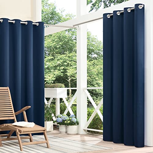 ECLIPSE Bradford Vorhang mit Ösen, wasserdicht, wärmeisoliert, für Terrasse oder Veranda, 132,1 x 241,3 cm, Marineblau von ECLIPSE