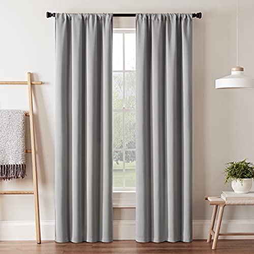 ECLIPSE Darrell Moderne Verdunkelungsvorhänge mit Thermostangentasche für Schlafzimmer oder Wohnzimmer (Einzelbahne), 94 x 241,3 cm, Grau von Eclipse