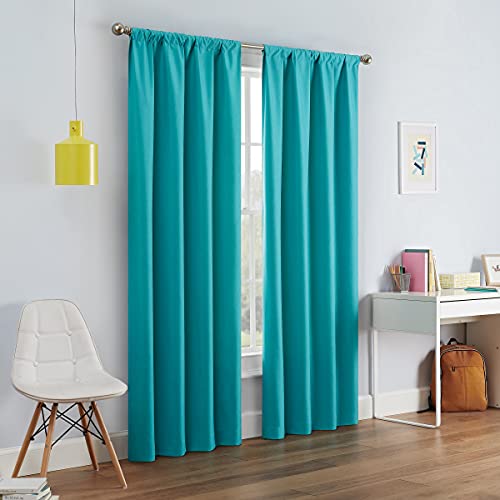 Eclipse Kendall Moderner Verdunkelungsvorhang für Schlafzimmer oder Wohnzimmer (1 Panel), Polyester Mikrofaser Stoff, türkis, 42" W x 95" L (Pack of 1) von Eclipse