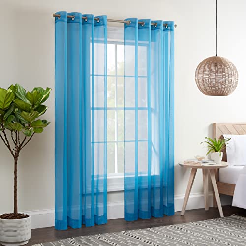 Eclipse Kiara Fenstervorhänge für Schlafzimmer, modern, durchscheinend, Voile, 137,2 x 213,4 cm, Blau von Eclipse