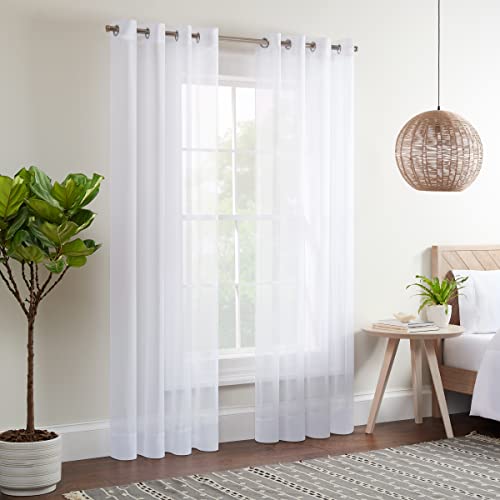 Eclipse Kiara Fenstervorhänge für Schlafzimmer, modern, durchscheinend, Voile, 137,2 x 213,4 cm, Weiß von Eclipse