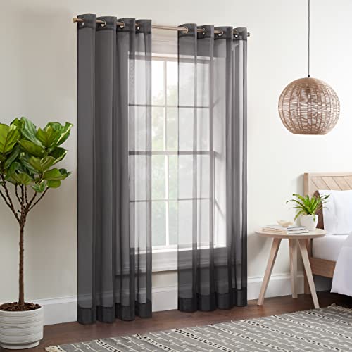 ECLIPSE Kiara Moderne durchsichtige Voile-Vorhänge mit Ösen, lichtfilternde Ösen, Fenstervorhänge für Schlafzimmer, 137,2 x 274,3 cm, Grau von ECLIPSE