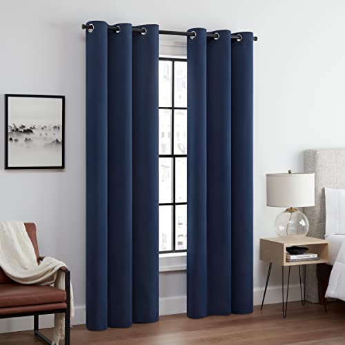 Eclipse Andover Vorhänge mit Ösen, dreifach gewebt, für Schlafzimmer, 106,7 x 160 cm, Marineblau von Eclipse