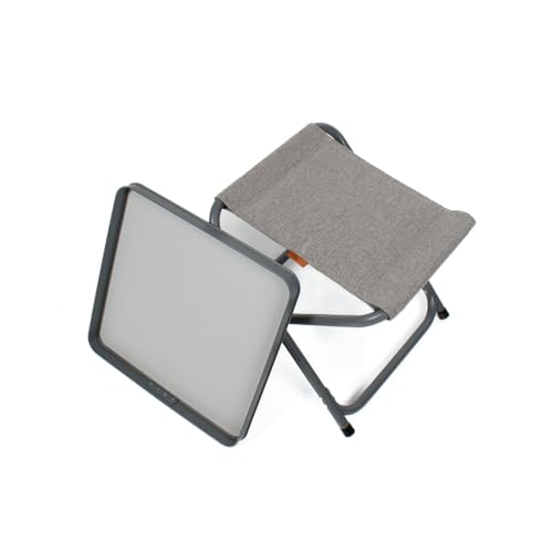 Eclipse Camping Hocker faltbar mit Tischablage Klapphocker Campinghocker Campingtisch Klapptisch Falttisch Angeltisch Strandtisch Balkontisch Gartentisch Modell: Titan, Stofffarbe Campingstuhl:Grau von Eclipse