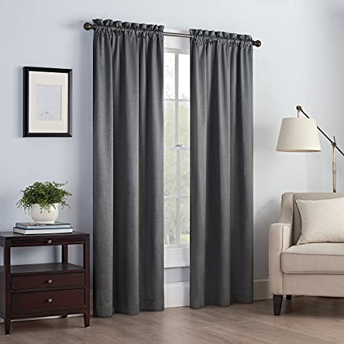 Eclipse Canova Isolierte Vorhänge für Wohnzimmer, 100% Polyester, anthrazit, 42" x 95" von Eclipse