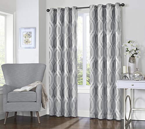 Eclipse Caprese 132,1 x 241,3 cm isoliert verdunkelnd Einzelpaneel Ösen Oben Fenster Behandlung Wohnzimmer, Textil, Silber, 52" W x 95" L (Pack of 1) von Eclipse