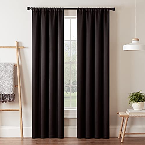 Eclipse Darrell Moderne Verdunkelungsvorhänge für Schlafzimmer oder Wohnzimmer (Einzelbahn), 94 x 213,4 cm, Schwarz von Eclipse