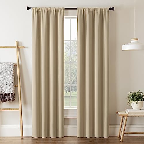 Eclipse Darrell Moderne Verdunkelungsvorhänge mit Stangentaschen, für Schlafzimmer oder Wohnzimmer, Einzelbahn, 94 x 241,3 cm, Weizen von Eclipse