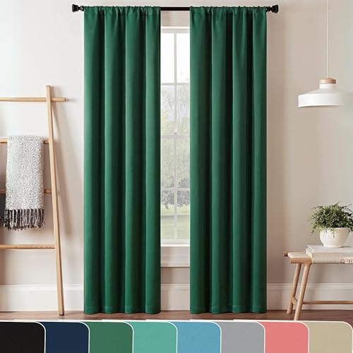 Eclipse Darrell Moderne Verdunkelungsvorhänge mit Thermo-Stangentasche für Schlafzimmer oder Wohnzimmer, Einzelbahn, 94 x 213,4 cm, Smaragd von Eclipse