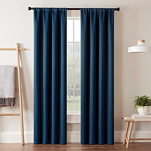 Eclipse Darrell Moderne Verdunkelungsvorhänge mit Thermostangentasche für Schlafzimmer oder Wohnzimmer (Einzelbahne), 213,4 x 94 cm, Indigo von Eclipse