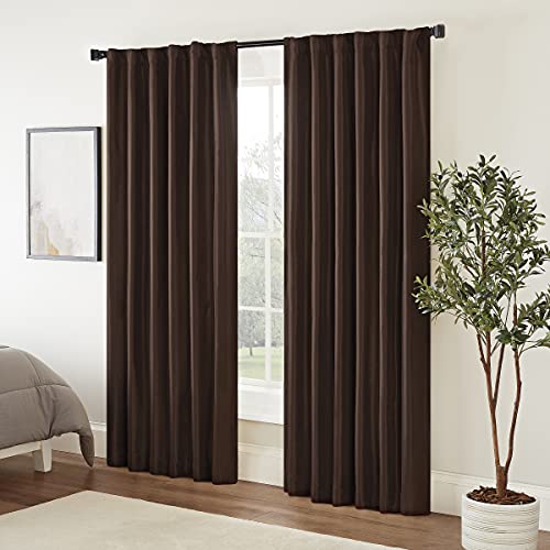 ECLIPSE Fresno Moderner Verdunkelungsvorhang mit Thermostangen, für Schlafzimmer, 1 Panel, Polyester Mikrofaser Stoff, Espresso, 52 in x 108 in von ECLIPSE