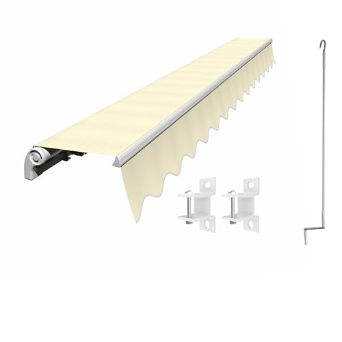 Eclipse Gelenkarmmarkise Economy 3x2,5m mit Handkurbel Markise Sonnenschutz Balkon Terrassenüberdachung Markisenstoff 280g/m² Polyester (PE) inklusive UV-Schutzfaktor 50+, Markisentuchfarbe: Beige von Eclipse