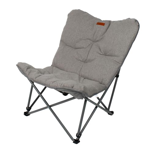Eclipse Glampingstuhl Outdoor Campingstuhl Tragkraft 180 KG Schmetterlingsstuhl klappbar Faltstuhl Strandstuhl Balkonstuhl Gartenstuhl mit Tragetasche Modell: Herkules, Stofffarbe Campingstuhl:Grau von Eclipse