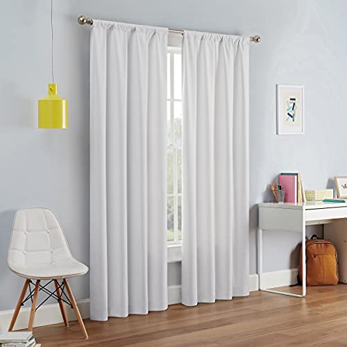 Eclipse Kendall Moderner Verdunkelungsvorhang für Schlafzimmer oder Wohnzimmer (1 Panel), Polyester, Weiß, 42" W x 63" L (Pack of 1) von Eclipse