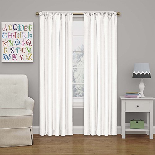 Eclipse Kendall Moderner Verdunkelungsvorhang für Schlafzimmer oder Wohnzimmer (1 Panel), Polyester Mikrofaser Stoff, Weiss/opulenter Garten, 42" W x 84" L (Pack of 1) von Eclipse